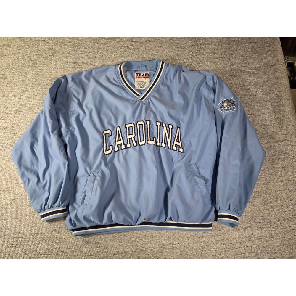 90s Team Edition UNC North Carolina Tar Heels V-Neck Pullover Windbreaker Jacket